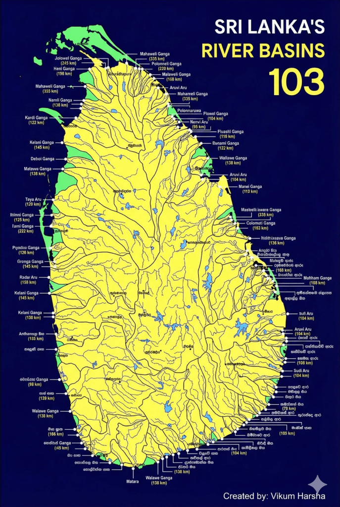 Sri Lanka's 103 river basins - a beautiful map